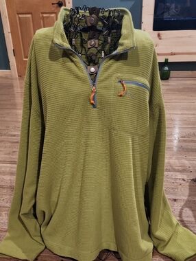 Orvis Trout Bum Olive Green Quarter-Zip Fleece Pullover